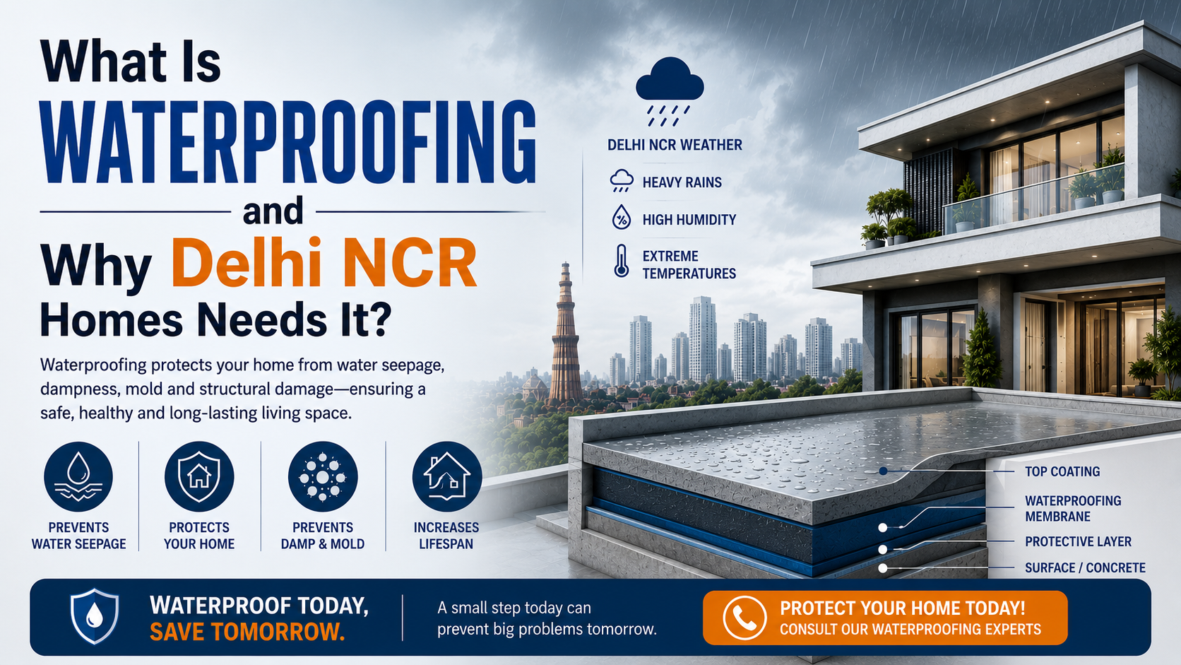 What Is Waterproofing and Why Delhi NCR homes needs it?